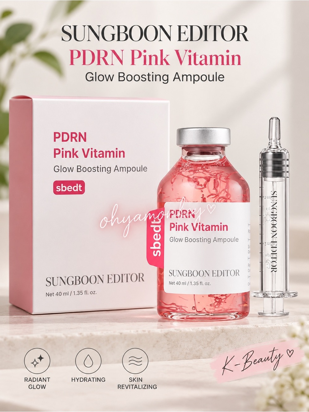Sungboon Editor PDRN Pink Vitamin Glow Boosting Ampoule 40ml $45